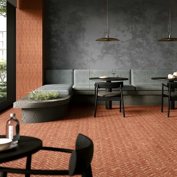 Brixon Canyon Red 1.5x4 Herringbone Matte Porcelain Mosaic Tile