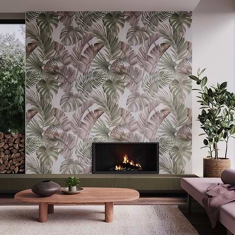 Monet Fancy Wall Pink and Green 24x48 Artisan Decor Matte Porcelain Wall Tile