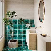Breeze Tide Turquoise 4" Square Crackled Glossy Terracotta Square Tile