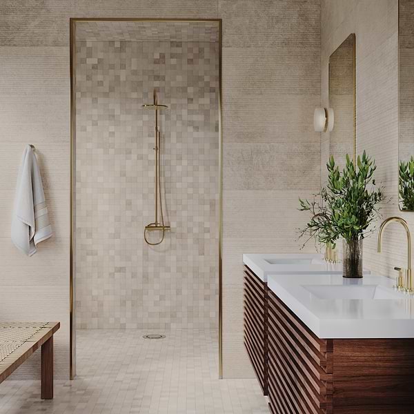 Stoneside Cream Beige Deco 12x36 Textured Matte Ceramic Tile
