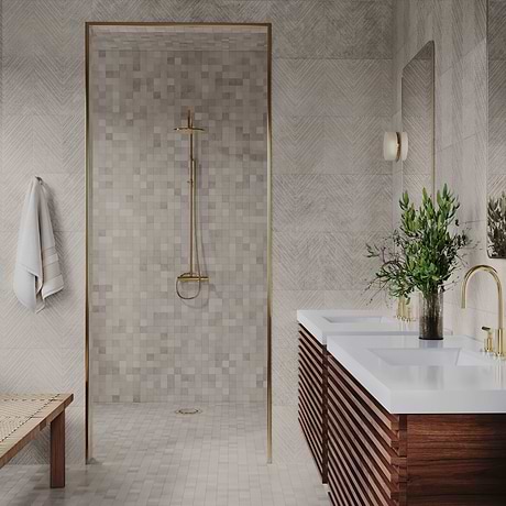 Stoneside Pearl Gray Chevron 12x36 Matte Ceramic Tile