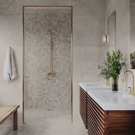 Stoneside Pearl Gray Deco 12x36 Textured Matte Ceramic Tile