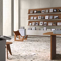 Piccoli Petite Avorio Cream 36x36 Terrazzo Look Matte Porcelain Tile