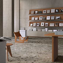Piccoli Grande Warm Gray 36x36 Terrazzo Look Semi-Polished Porcelain Tile