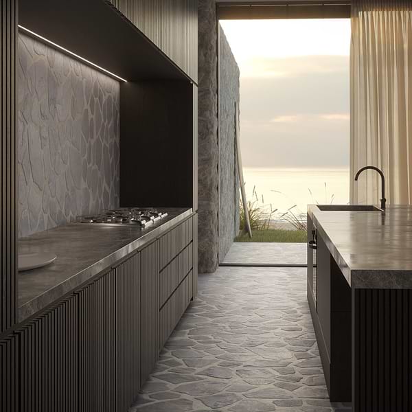 Pathstone Gris Gray Textured Matte Porcelain Flagstone Tile