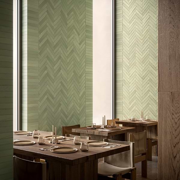 Impress Verde Green 2x10 Handmade Matte Terracotta Tile
