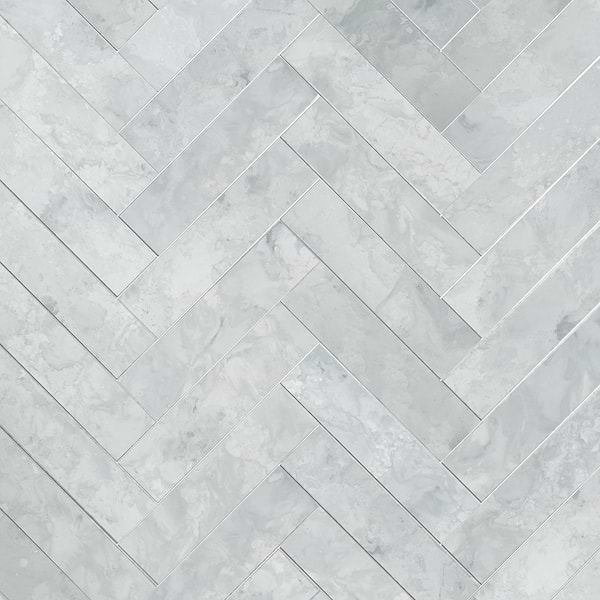 Marmont Smoke White 4.5x18 Polished Antique Mirror Tile