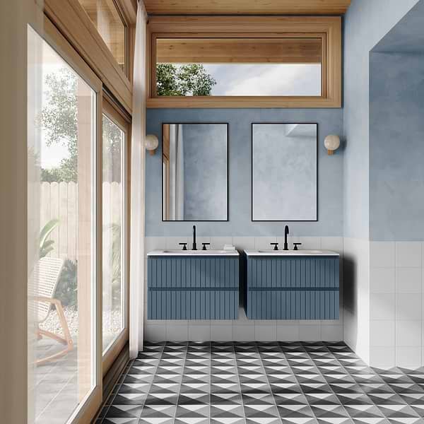 Art Geo by Elizabeth Sutton Deco Prism Charcoal Black 8x8 Matte Porcelain Tile