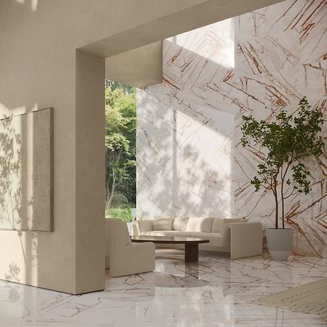 Marfino Bianco Imperiale White 24x48 Marble Look Polished Porcelain Tile