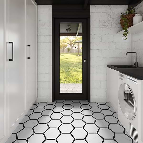 Sagon Bianco White 9" Hexagon Matte Porcelain Tile
