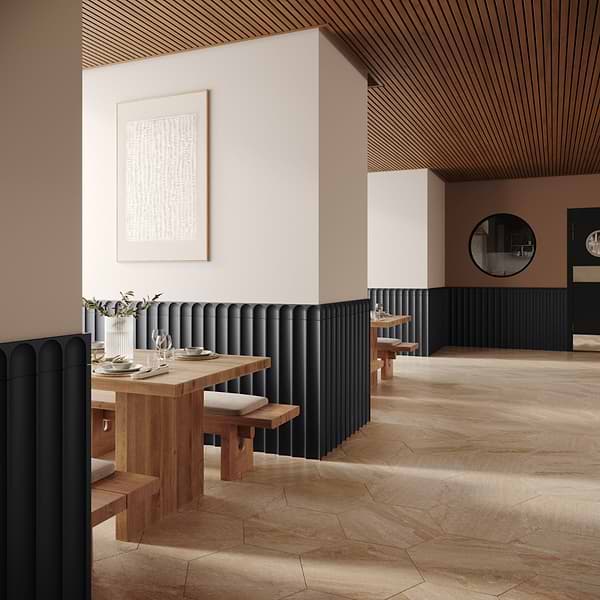 Roller Fluted Column Black 4x36 3D Handmade Matte Ceramic Tile