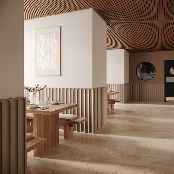 Roller Fluted Column Taupe 4x36 3D Handmade Matte Ceramic Tile