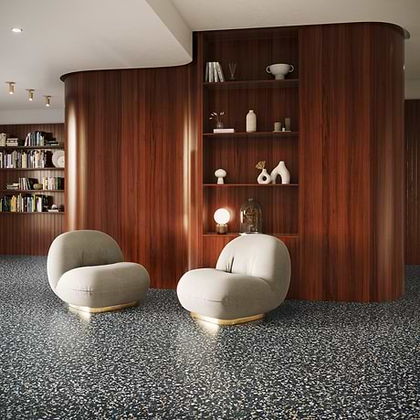 Terrazzo Italy Cava Notte Black 24x24 Honed Marble Tile