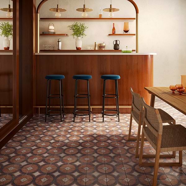 Angela Harris Mediterra Circles Terracotta 8x8 Matte Porcelain Tile