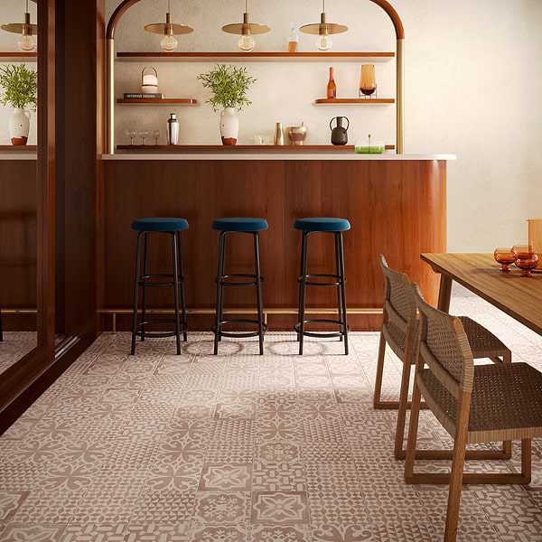 Angela Harris Mediterra Kasma Terra Cream Décor 8x8 Matte Porcelain Tile