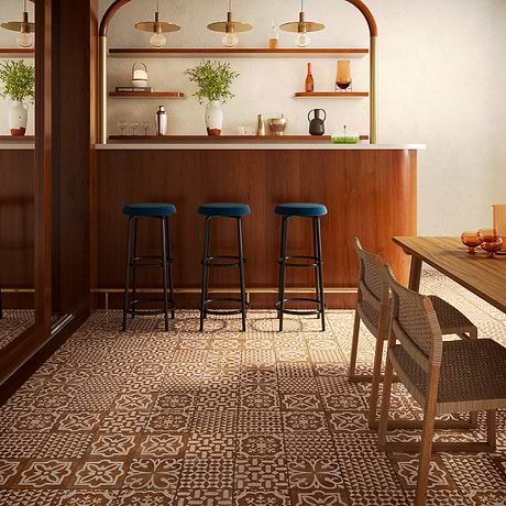 Angela Harris Mediterra Kasma Terracotta Décor 8x8 Matte Porcelain Tile