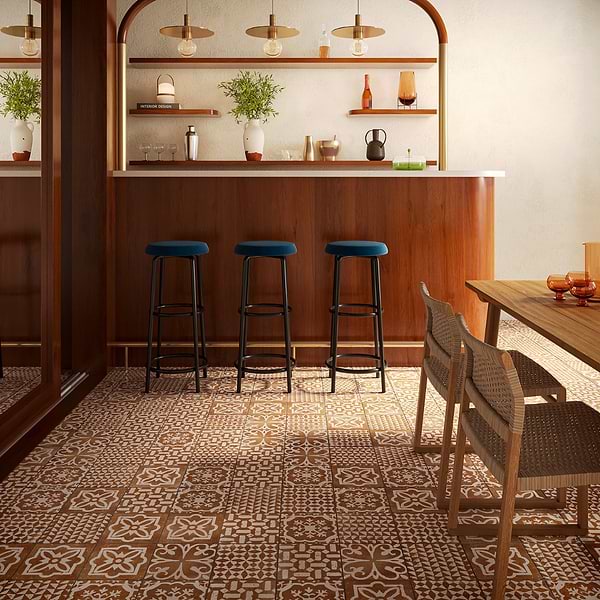 Angela Harris Mediterra Kasma Terracotta Décor 8x8 Matte Porcelain Tile