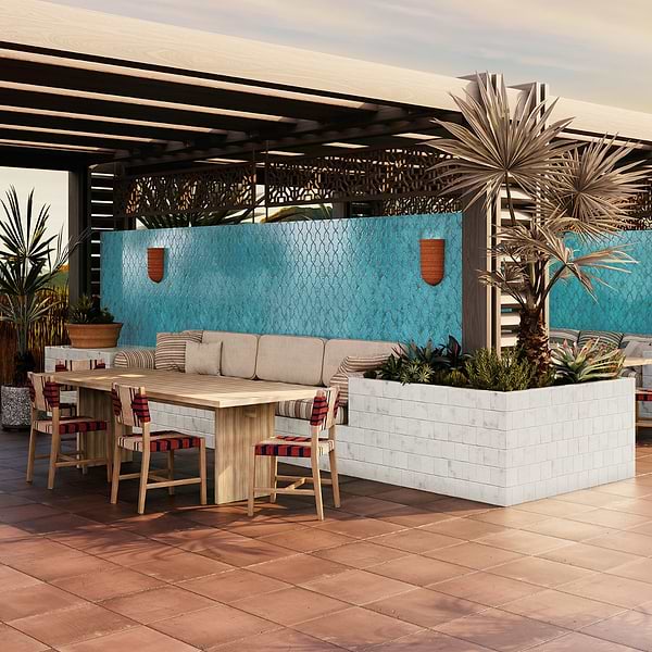 Greta Cruz Lagoon Blue 5x8 Glossy Textured Porcelain Tile