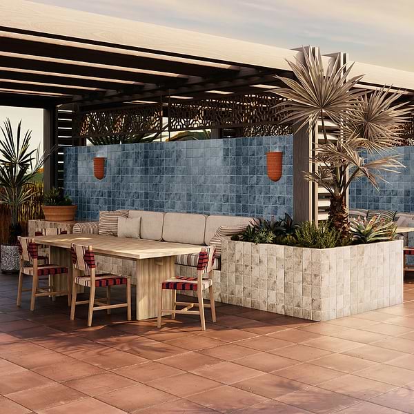 Greta Midnight Blue 5x5 Glossy Textured Porcelain Tile
