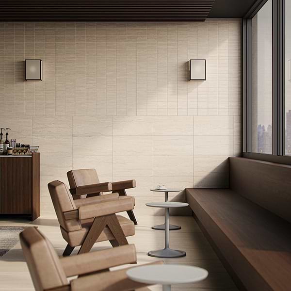 Treveso Beige 1x6 Stacked Limestone Look Matte Porcelain Mosaic Tile