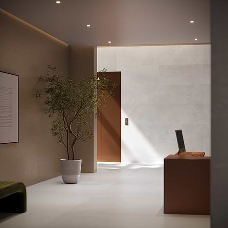 Theo Blanco White 48x48 Marble Look Antique Satin Porcelain Tile