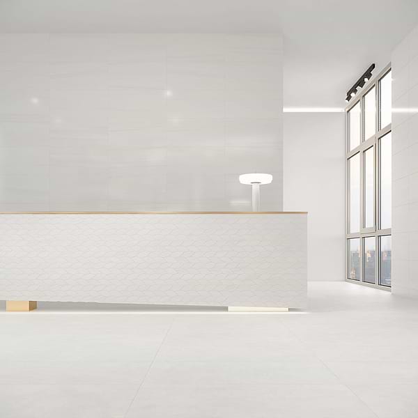 Minera Dolomite Warm White 2x5 Foliage Marble Look Polished Porcelain Mosaic Tile