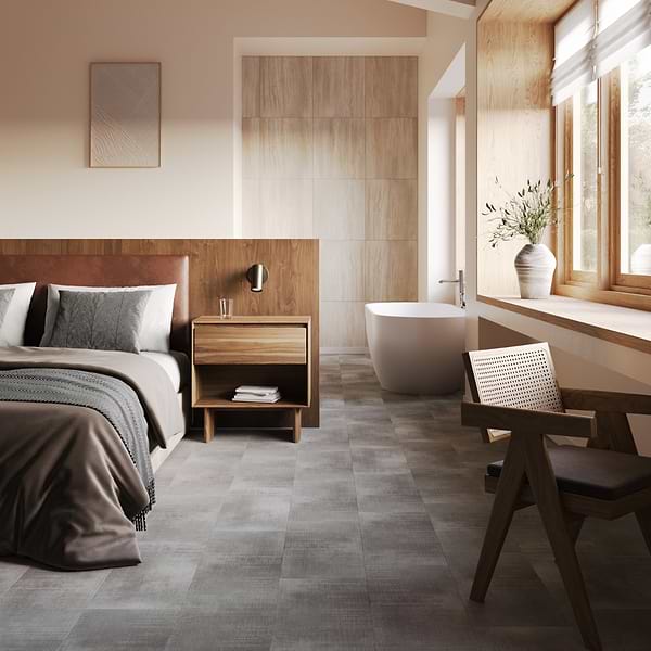 Ristretto LVT Dark Gray 12x24 Fabric Look Rigid Core Click Luxury Vinyl Tile 