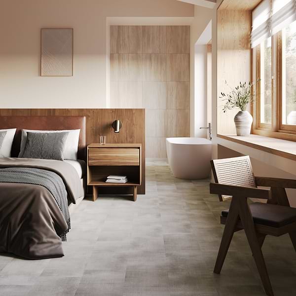 Ristretto LVT Teak Beige 12x24 Fabric Look Glue Down Luxury Vinyl Tile 
