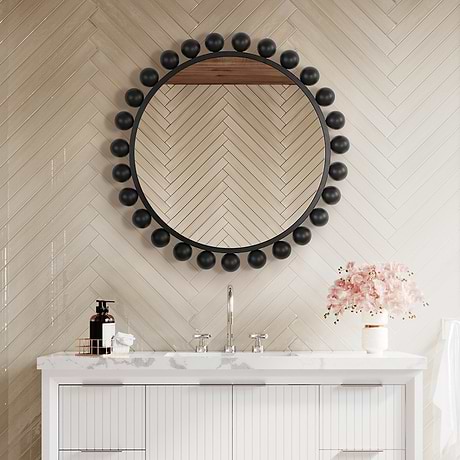 Orly Matte Black 34" Round Mirror