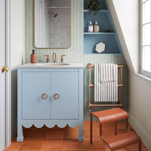 Kasey Sky Blue 30" Single Vanity with Carrara Marble Top