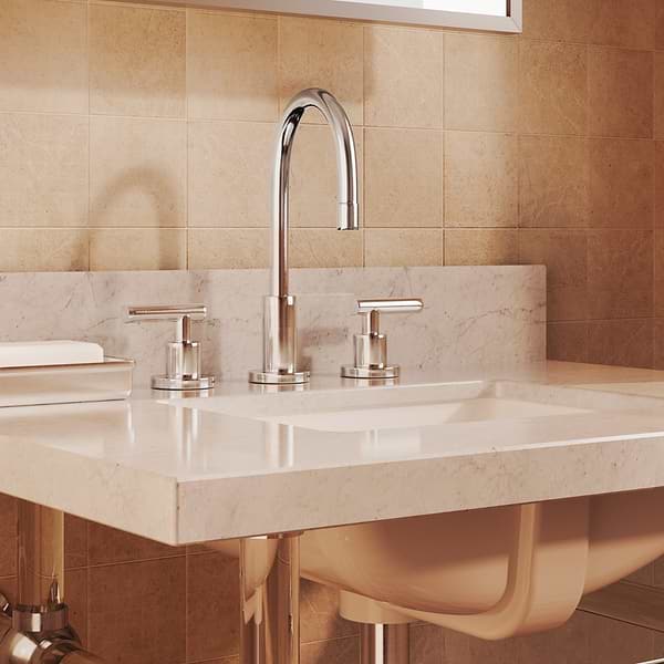 Elinor Polished Chrome 30" Single Console with Carrara Marble Top Rectangle Sink and Backsplash