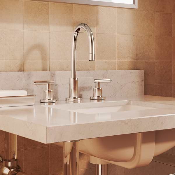 Elinor Polished Nickel 36" Single Console with Carrara Marble Top Rectangle Sink and Backsplash