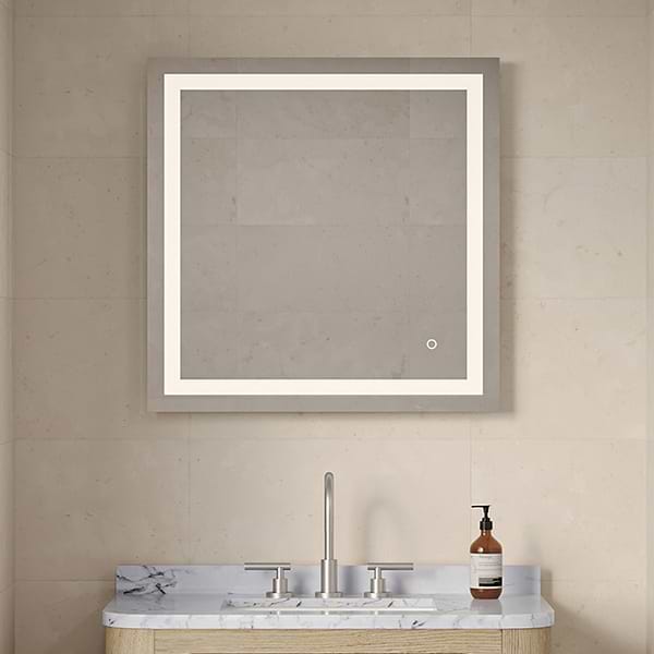 Estra Silver 30x30" Square LED Mirror in Silver, View 1
