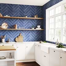 Stacy Garcia ArtBlock Denim Blue 4x16 Fluted Glossy Porcelain Tile
