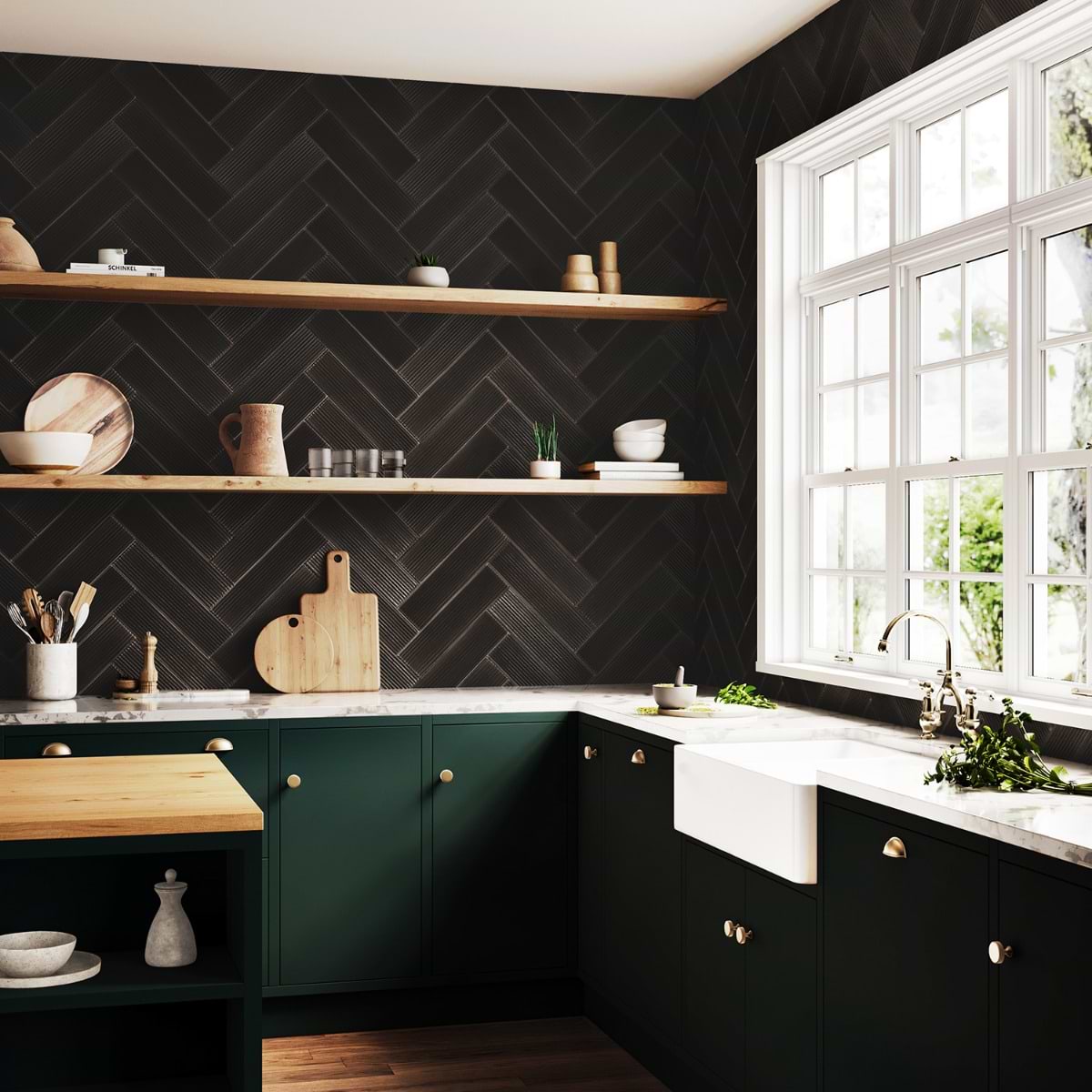 Shop Stacy Garcia ArtBlock Nero Black 4x16 Fluted Glossy Porcelain