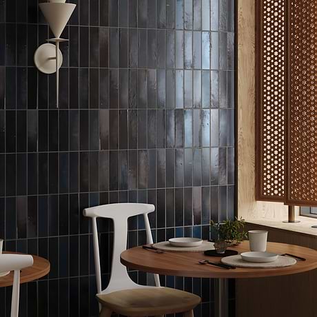 Emery Multi Black 2x8 Handmade Crackled Mixed Finish Terracotta Tile