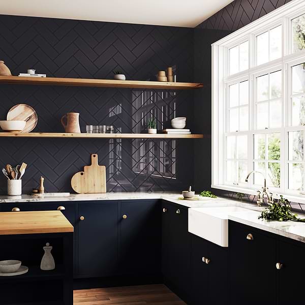 Rise Charcoal Gray 4x12 Beveled Glossy Ceramic Subway Tile
