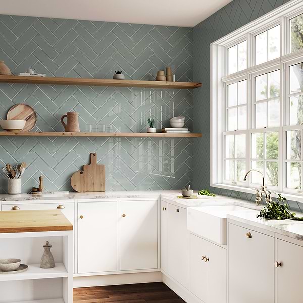 Rise Sage Green 4x12 Beveled Glossy Ceramic Subway Tile