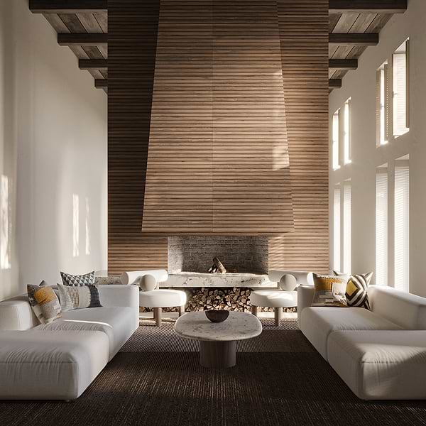 Nobu Ribbon Roble Brown 24x48 Wood Look Matte Fluted Porcelain Tile
