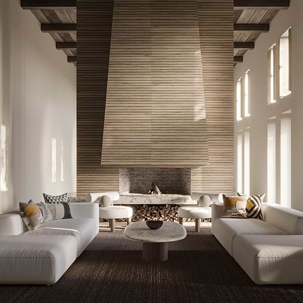 Nobu Ribbon Almond Brown 24x48 Wood Look Matte Fluted Porcelain Tile