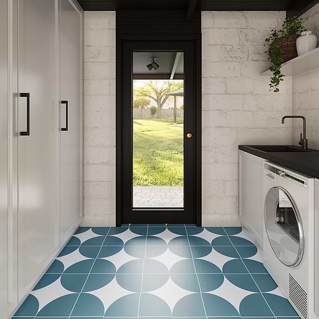 Stacy Garcia Maddox Deco Teal Blue 8x8 Matte Porcelain Tile