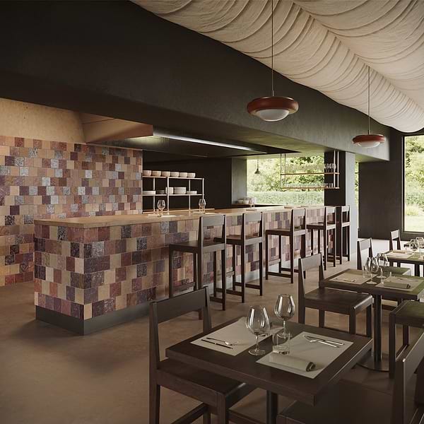 Opera Terracotta by Paula Purroy Bordeaux 6x6 Square Matte and Glossy Terracotta Tile