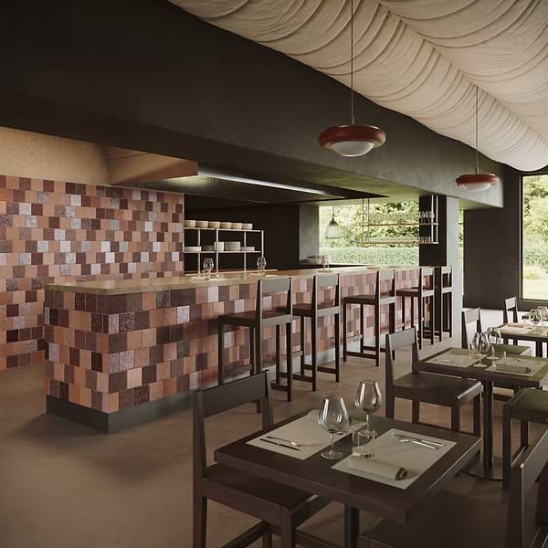 Opera Terracotta by Paula Purroy Canyon 6x6 Square Matte and Iridescent Terracotta Tile