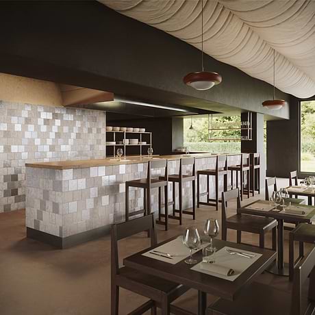 Opera Terracotta by Paula Purroy Perla 6x6 Square Matte and Pearlized Terracotta Tile
