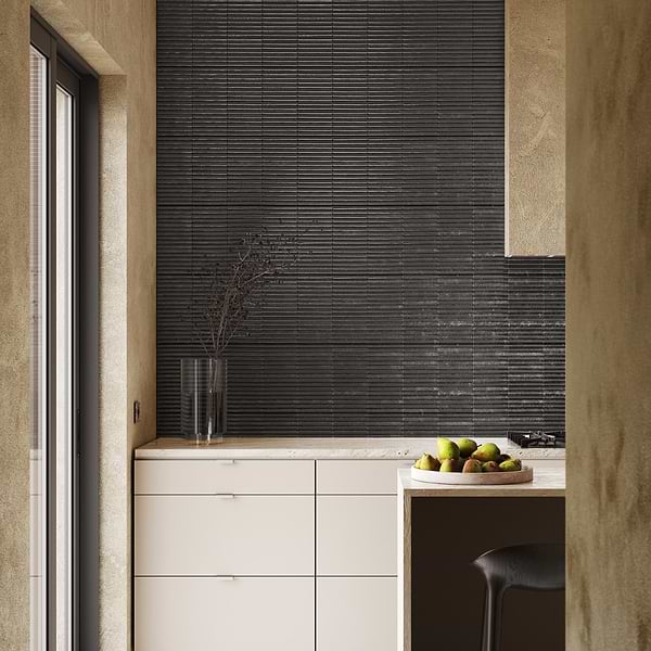 Curve Fluted Black 6x12 3D Glossy Ceramic Tile