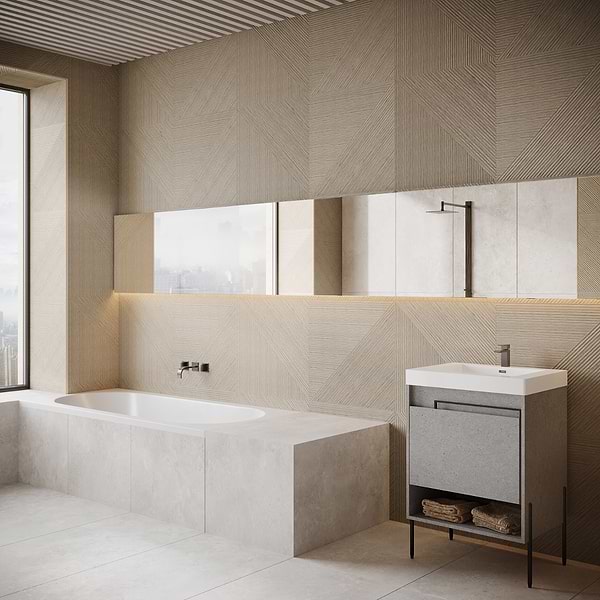 Enso Oak 24x48 Ribbed Matte Fluted Porcelain Wood Look Tile