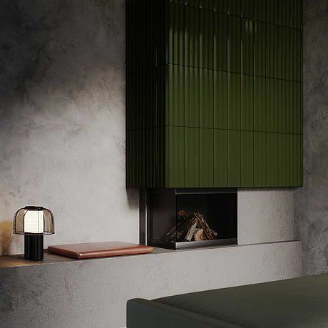 Ponto Verde Green Fluted 5x16 3D Polished Porcelain Tile
