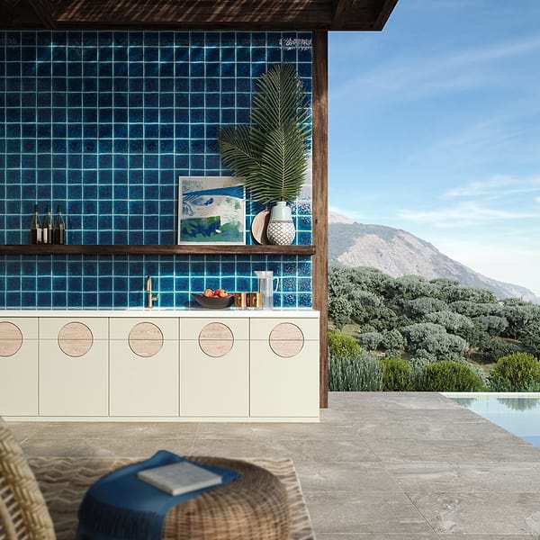 Breeze Ocean Blue 5" Square Crackled Glossy Porcelain Tile