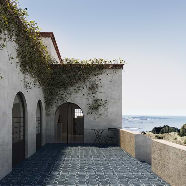 Raval Denim Blue 3x8 Petal and 6x6 Kite Matte Porcelain Tile