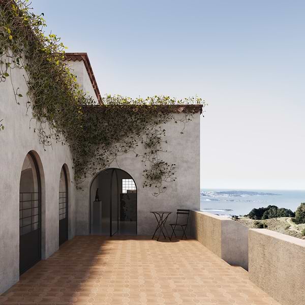 Raval Peach Terracotta 3x8 Petal and 6x6 Kite Matte Porcelain Tile